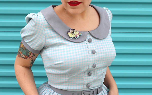 Junebugs and Georgia Peaches Modern June Cleaver Wearing Retro Rollers Brooch