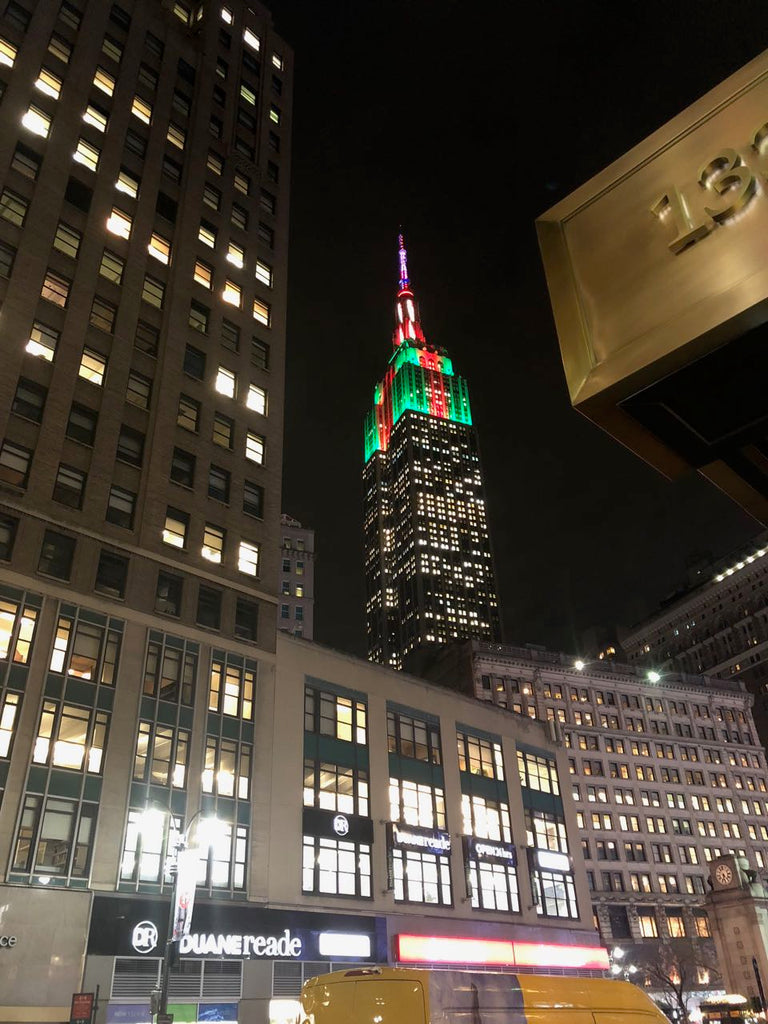 The Empire State Building, all lit up