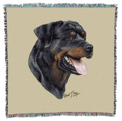 Rottweiler Dog Portrait Art Tapestry Lap Throw
