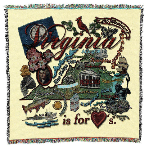 Virginia State Art Tapestry Lap Throw