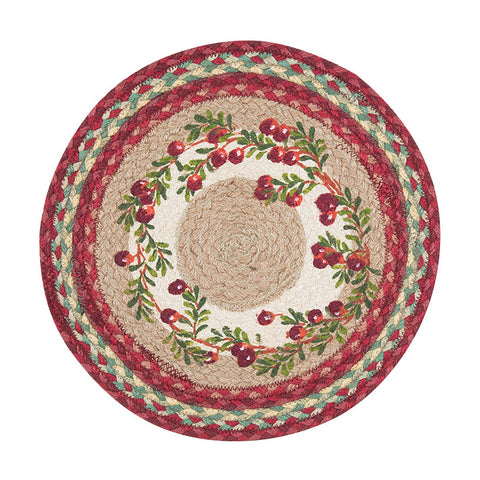 Cranberries 15" Round Braided Jute Placemat 57-390C