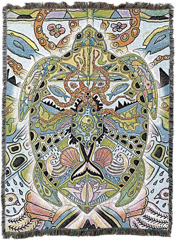 Sea Turtle by Sue Coccia Art Tapestry Throw