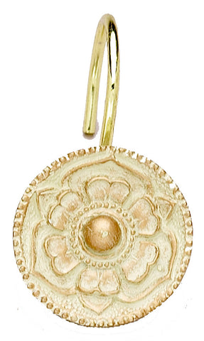 Brushed Gold Ornate Flower Bloom Resin Shower Curtain Hooks Set