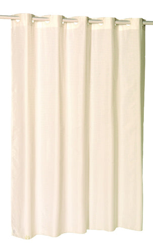 Ivory Checks Extra Long 70"x84" EZ On Fabric Shower Curtain with Built-In Hooks