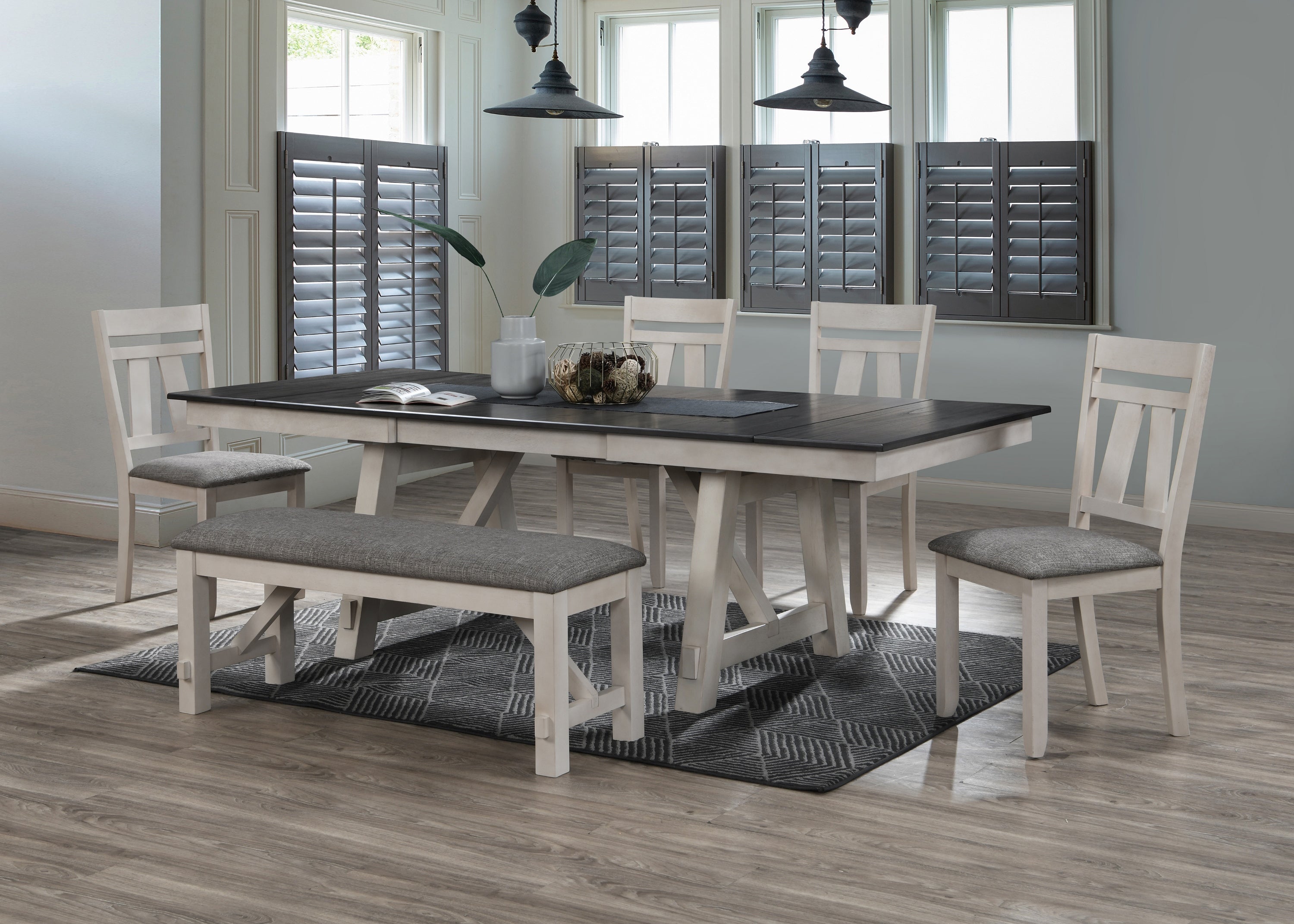 4 Chairs Gray Dining Room Set