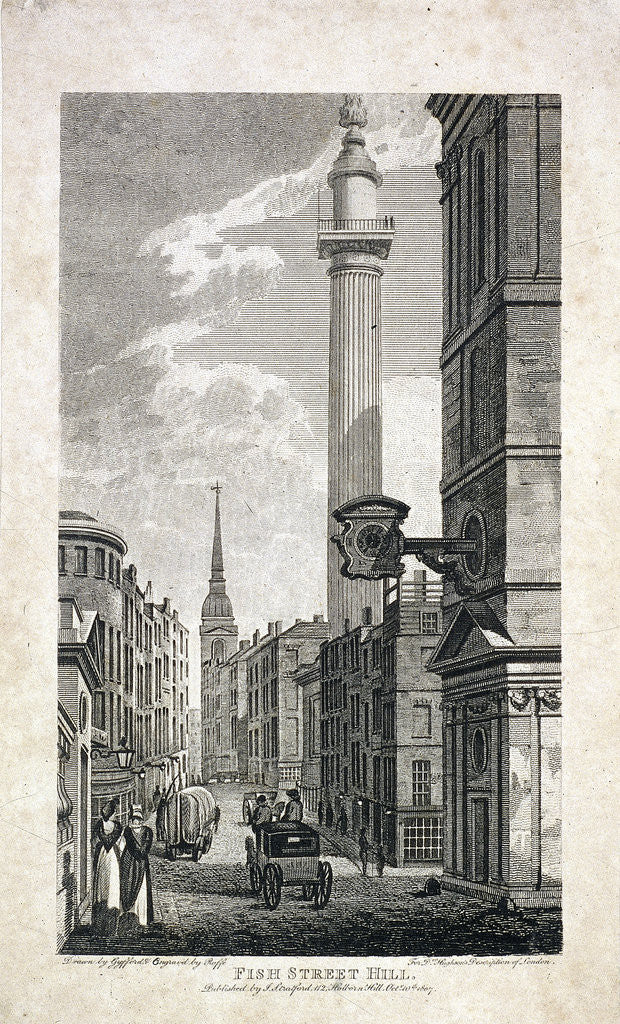 Detail of Fish Street Hill and the Monument, London by Robert Cabbel Roffe