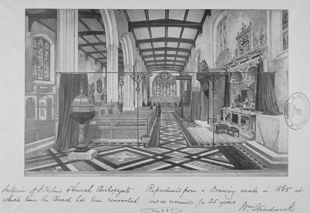 Detail of Interior of the Church of St Helen, Bishopsgate, City of London by William Strudwick
