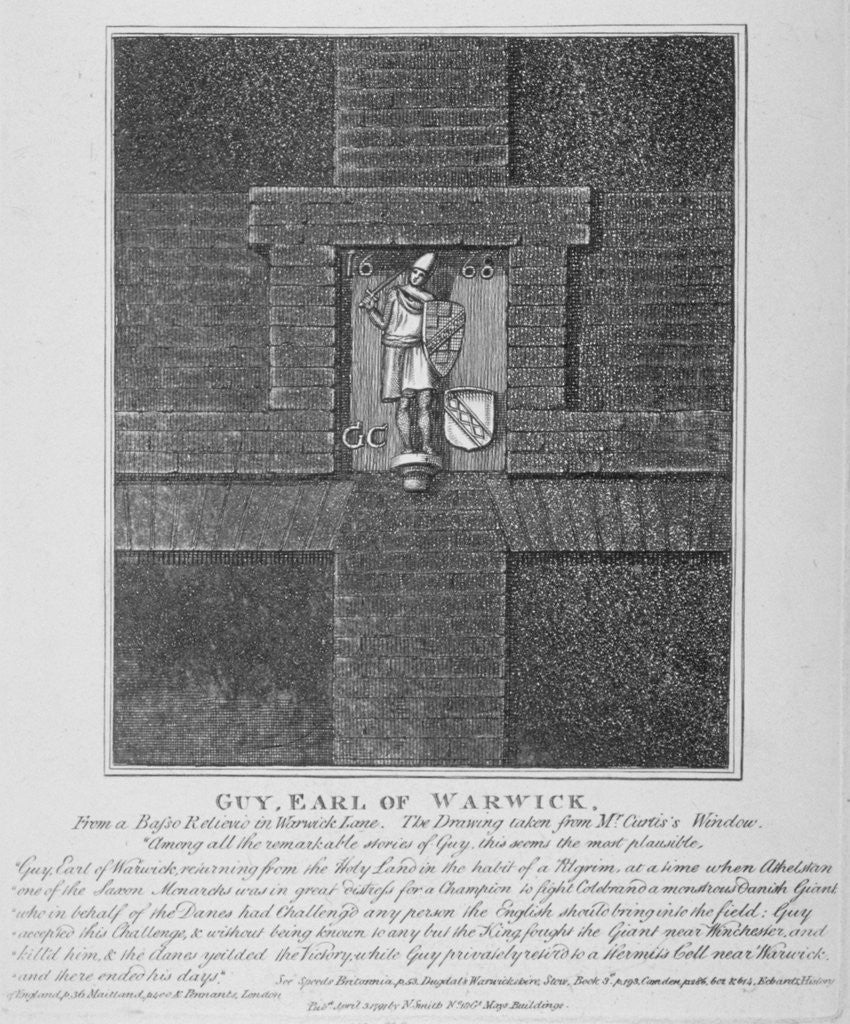 Detail of Guy, Earl of Warwick, relief in Warwick Lane at the corner of Newgate Street, City of London by Anonymous
