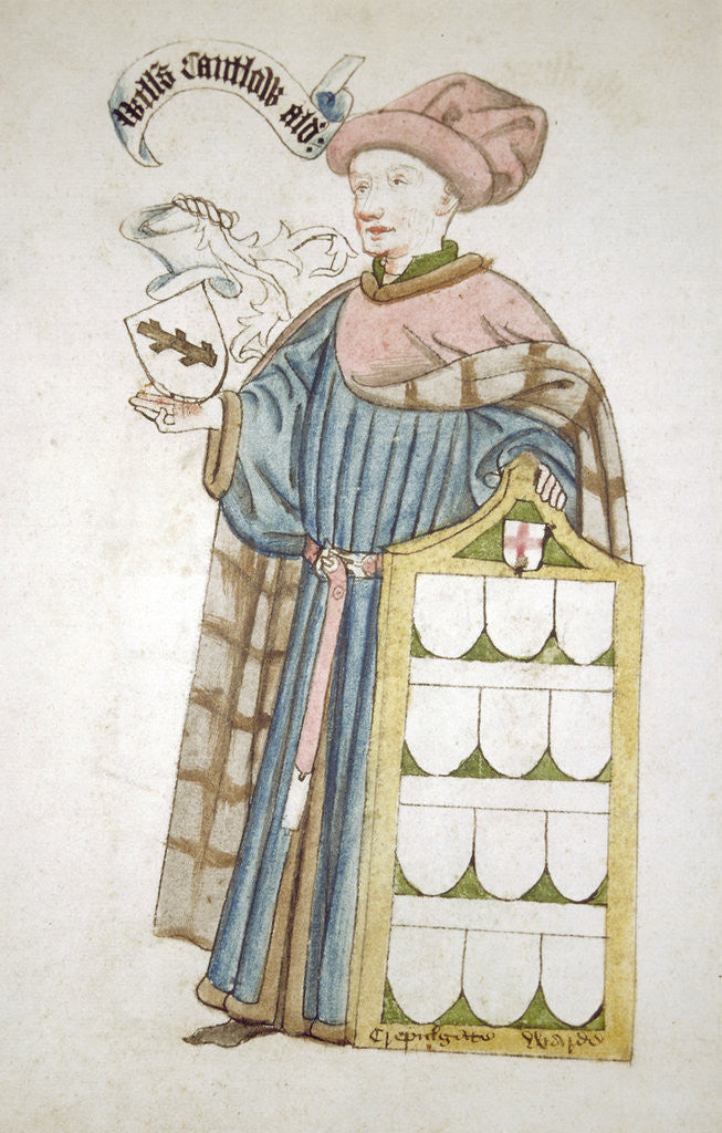 Detail of William Cantelowe, Sheriff of London 1448-1449, in aldermanic robes by Roger Leigh