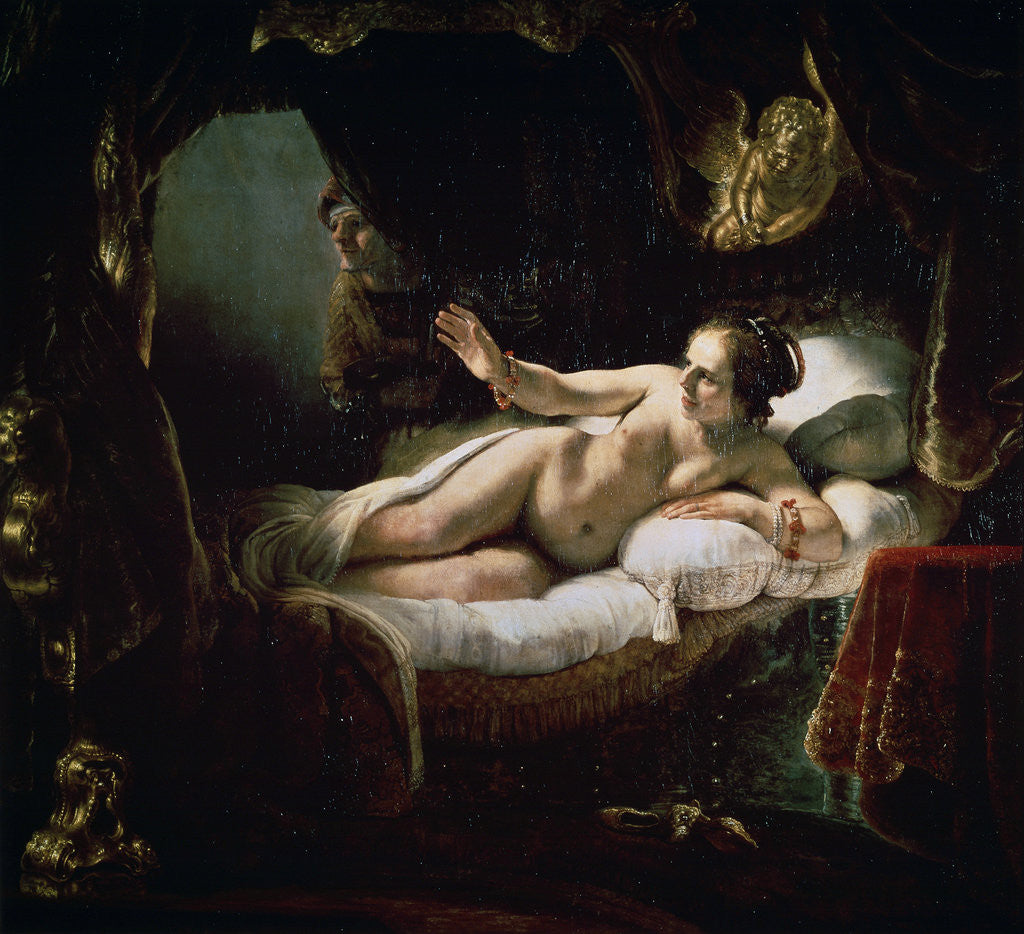 Detail of Danae by Rembrandt (Rembrandt van Rijn)