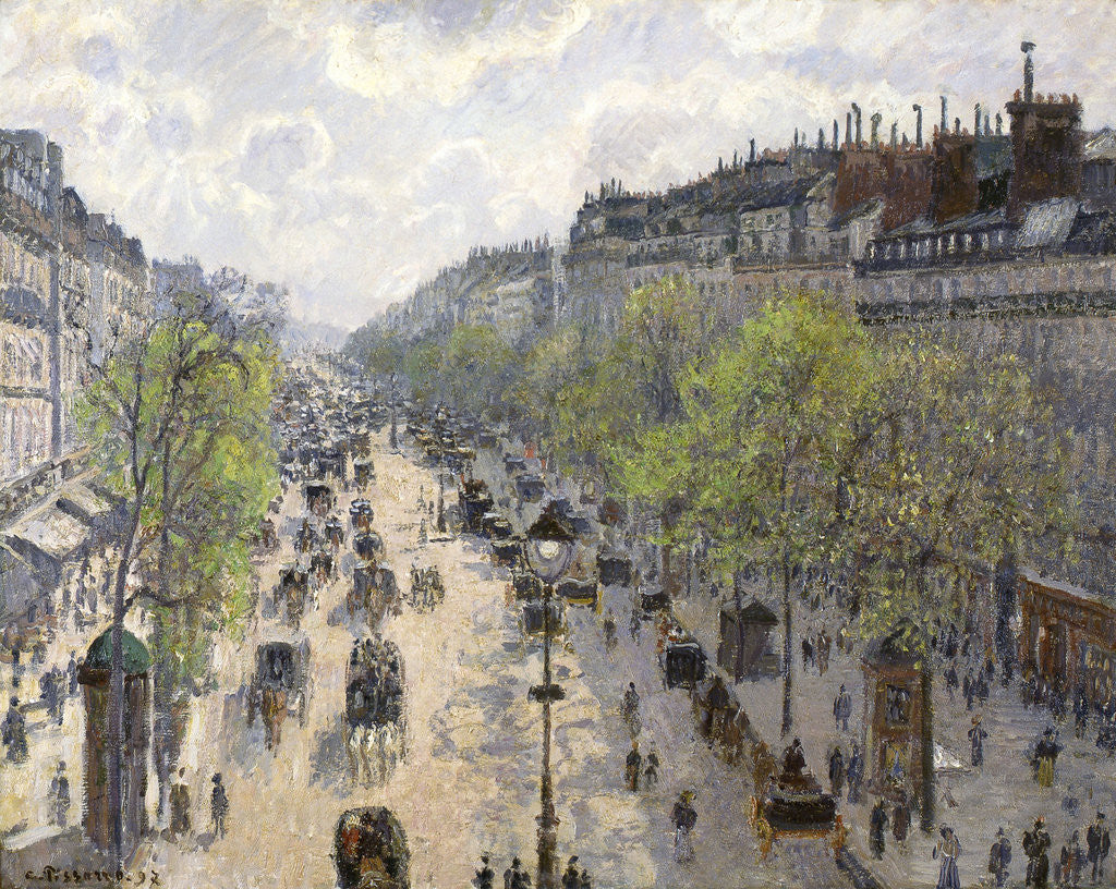 Detail of Boulevard Montmartre, Spring by Camille Pissarro