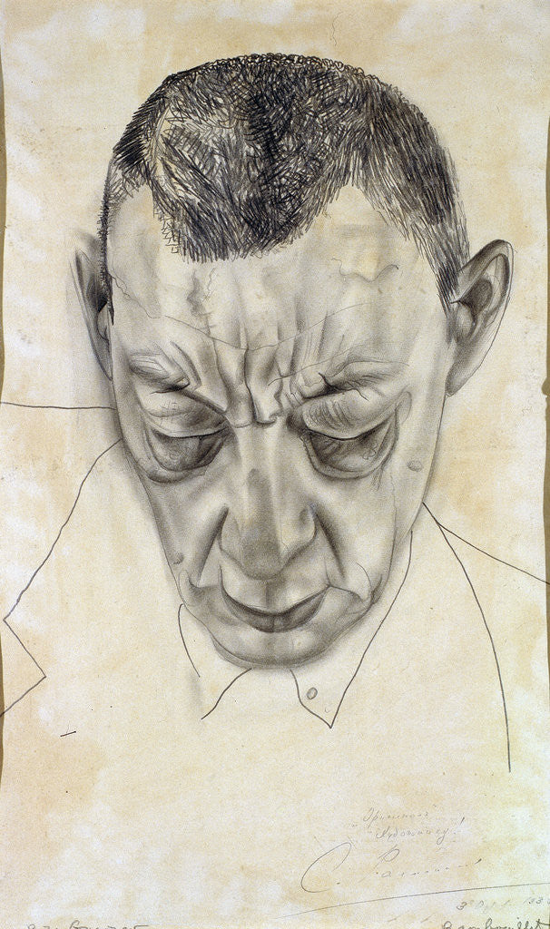 Detail of Portrait of the composer Sergei Rakhmaninov by Boris Dmitryevich Grigoriev
