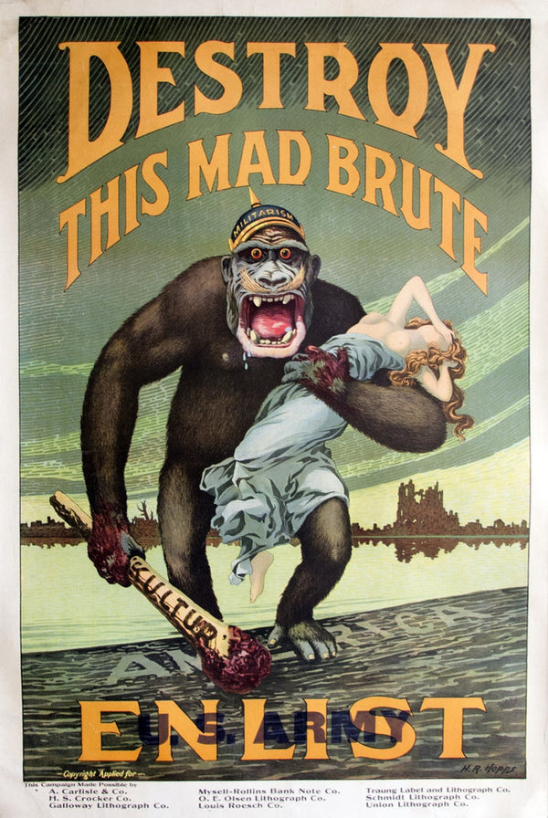 Destroy this mad brute Enlist - U.S. Army, c. 1917 posters & prints by