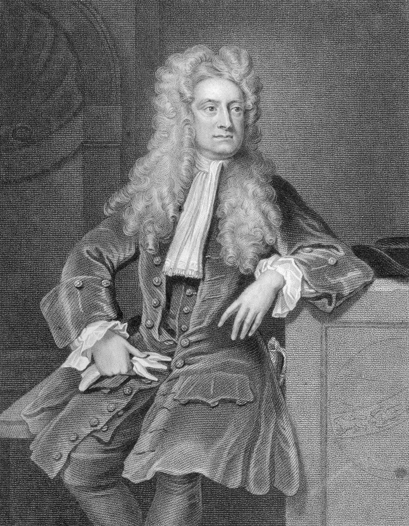 Detail of Engraved Portrait of Sir Isaac Newton by Corbis