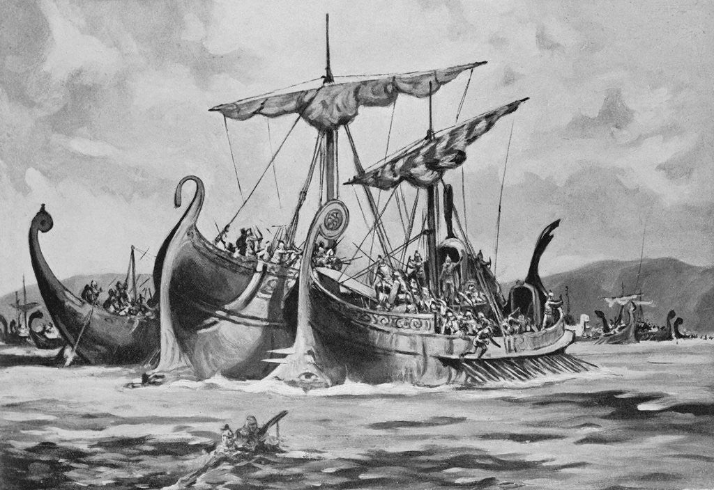Detail of Painting of Duilius Defeating the Carthaginians Near Mylae by Corbis