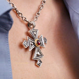 Byzantine Flared Western Cross With Ruby