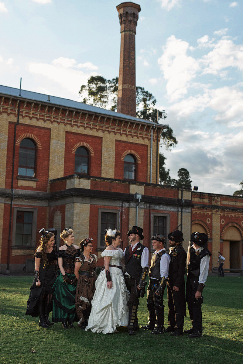 outdoors steampunk wedding at Walka Waterworks Maitland