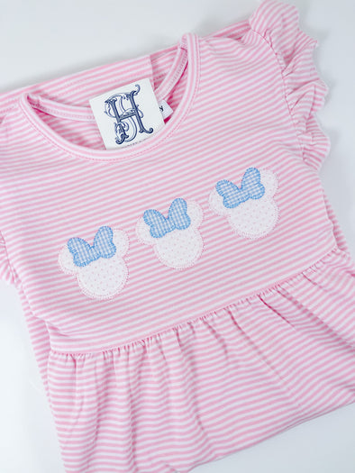 Miss Mouse on Girls Personalized Pink Stripe Dress