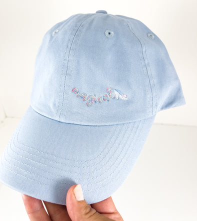 Princess Embroidery on Blue Baseball Style Hat