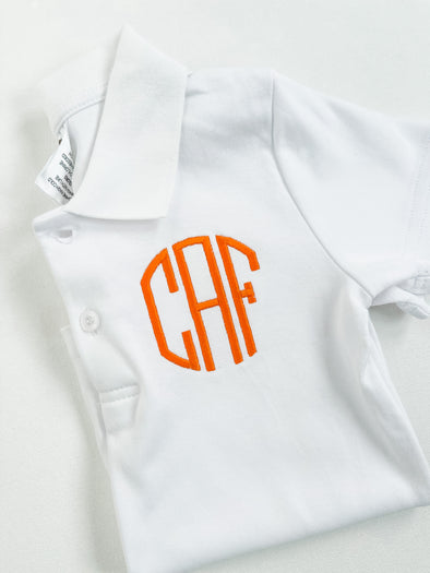 Monogrammed Boys White Polo Shirt