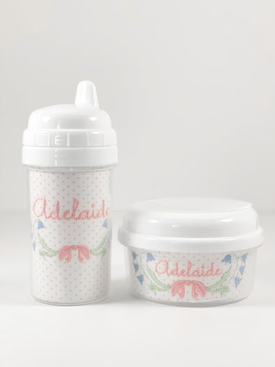 Personalized Baby and Toddler Drink and Snack Cups - Bluebells Embroidery Design