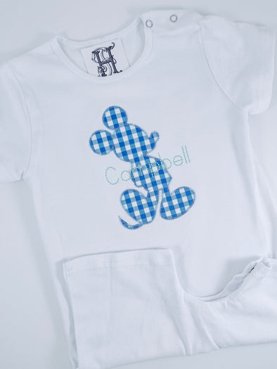 Boy Mouse Silhouette on Boys White Short Romper