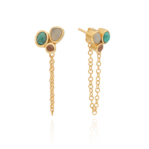 Anna Beck Oasis Cluster-Stone Chain Earrings