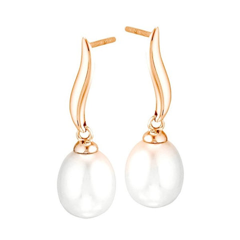 Yellow Gold Freshwater Pearl Dangle Earrings