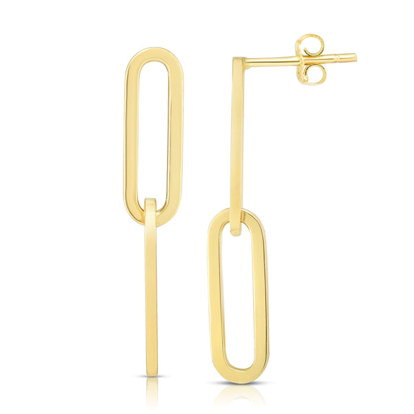 Yellow Gold Paperclip Earrings