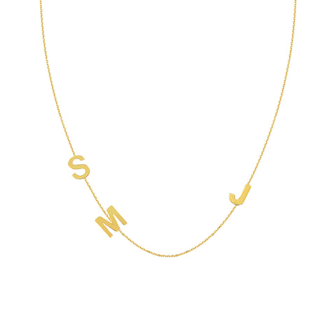 Yellow Gold Personalized Station Initial Necklace
