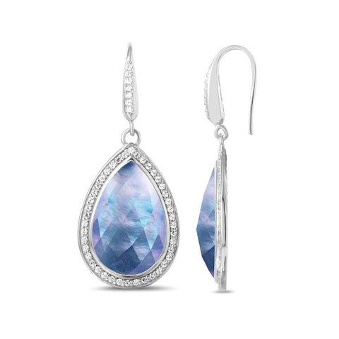 Charles Garnier Sterling Silver Mother-Of-Pearl and Lapis Drop Earrings