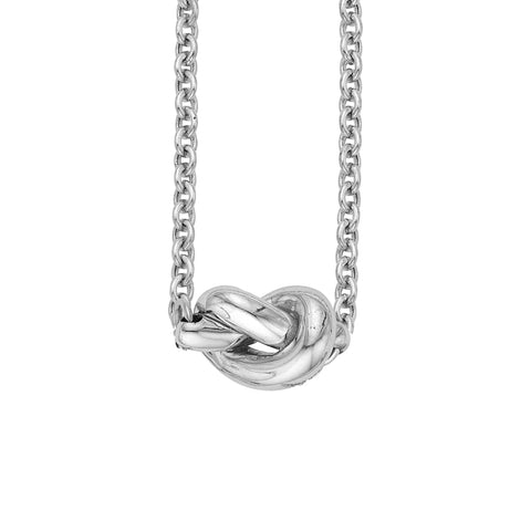 White Gold Puffed Love Knot Necklace