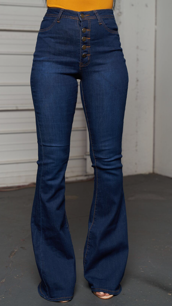 stretch high waisted bell bottom jeans