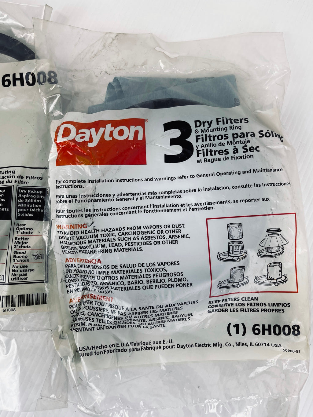 NEW IN FACTORY BAG * DAYTON 3 DRY FILTERS 6H008 