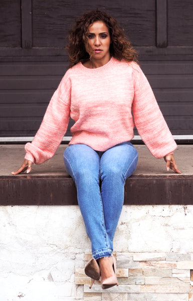 Just Two Girls... CELINA Peach Sweater FRONT ALT