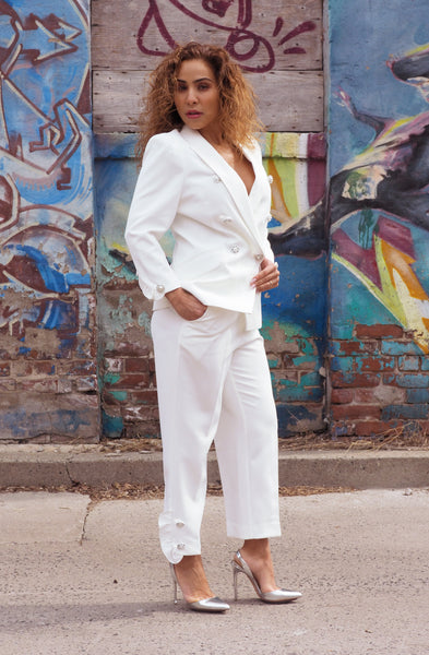 DAHLIA White Tuxedo Pant