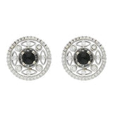 18ct White Gold Round Diamond Filigree Stud Earrings