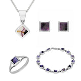 Sterling Silver Blue John Square Four Piece Set, S008