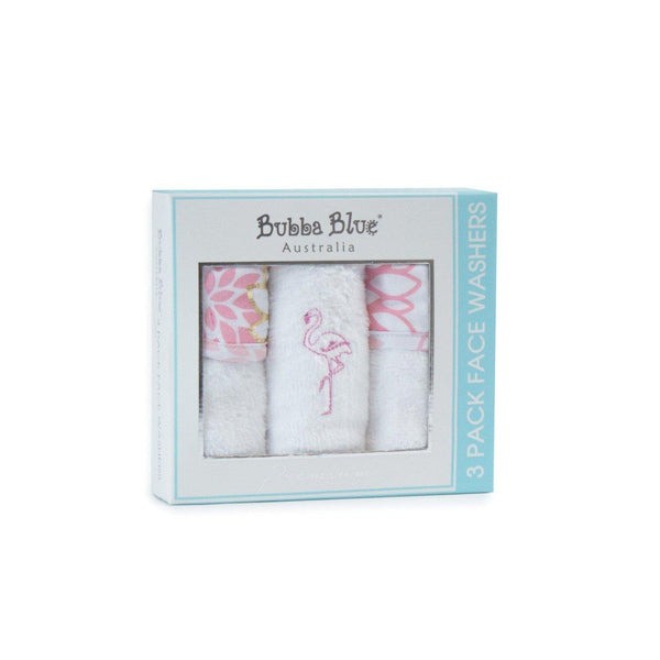 Bubba Blue 3 Pack Face Washers - Flamingo (LIMITED STOCK)