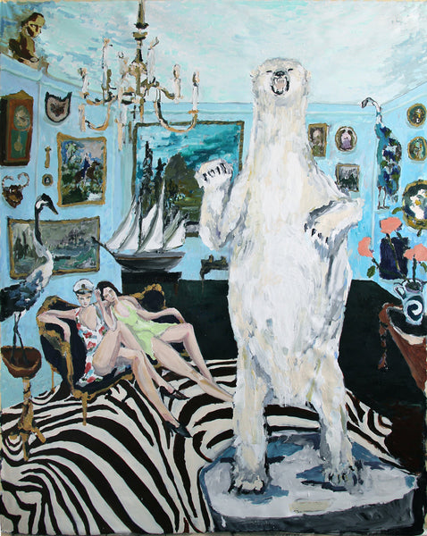 The painting Dad's House by New York based artist Bradley Wood featuring a polar bear.