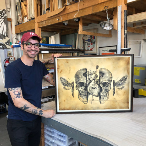 Custom Welded Steel frame in NYC for Alexis Diaz, Skull-Silkscreen, Japanese-Mounting, Print, Frames And Stretchers ©2020