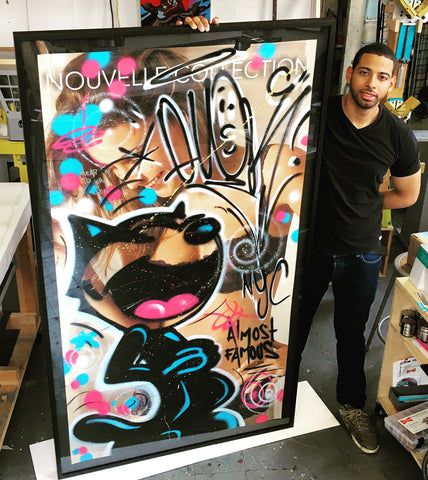 Lin Felton Quik graffiti art tagging Felix the Cat custom framing