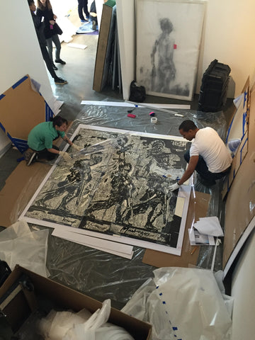 Frames and Stretchers installed Mantegna Masterpiece by William Kentridge at 1:54 Contemporary African Art Fair in NY