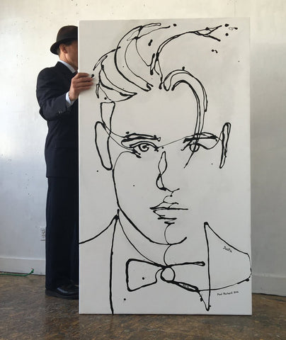 Paul Richard art drip painting Justin Beiber portrait