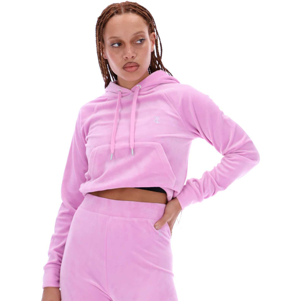 Juicy Couture Sally Diamante Velour Hoodie AW21 Pink