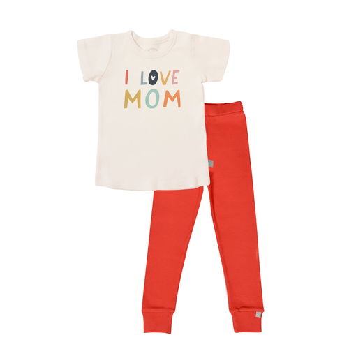 Baby short sleeve pajama set | love mom watermelon finn + emma