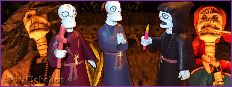 Cloaked Clergy Candle Vigil Day of the Dead Figures