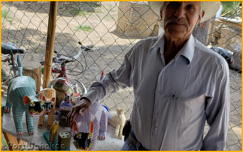 Mexico's Folk Art Legend Oaxacan Woodcarver Margarito Melchor of San Martin Cats