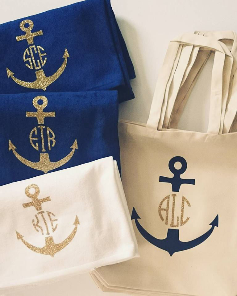Anchor Monogrammed Tote Bag - Wedding Bags