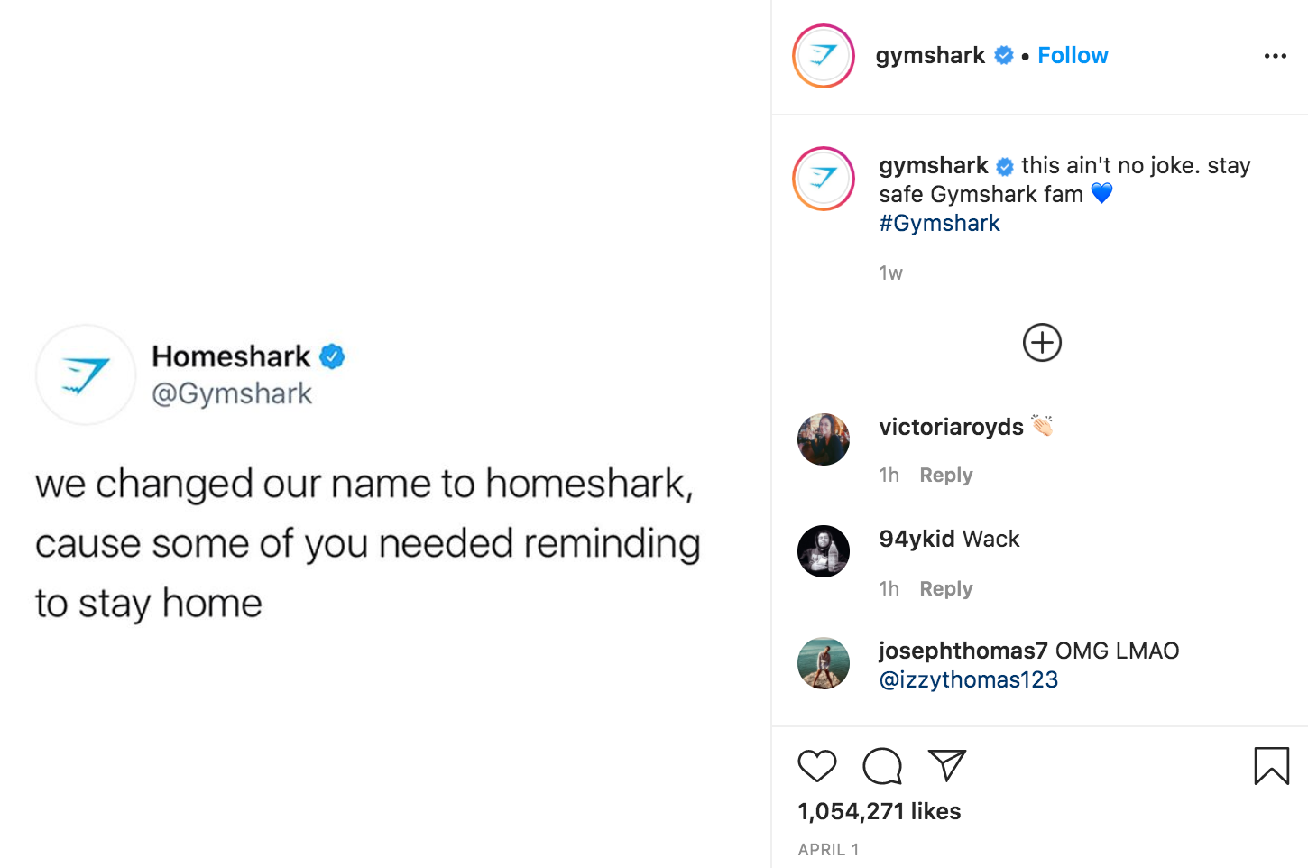 This Instagram post from Gymshark, itself a cross-post from Gymshark's Twitter, is the brand's most-engaged post ever